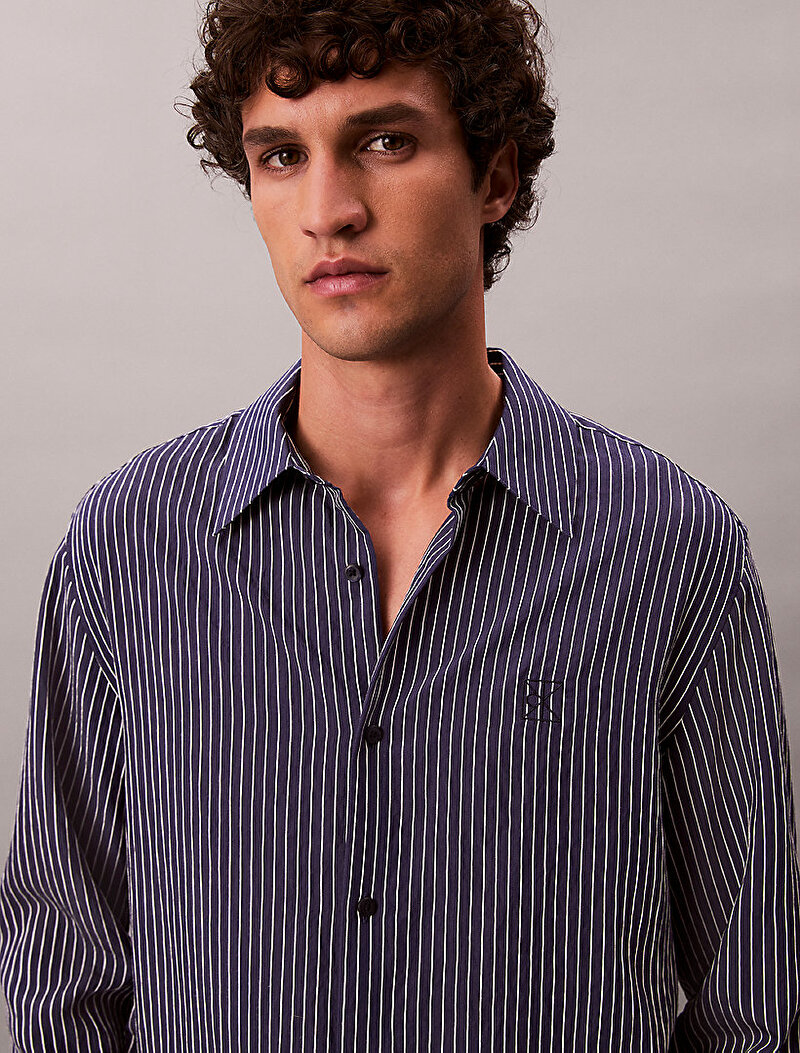 Calvin Klein Lacivert Renkli Erkek Thin Striped Gömlek