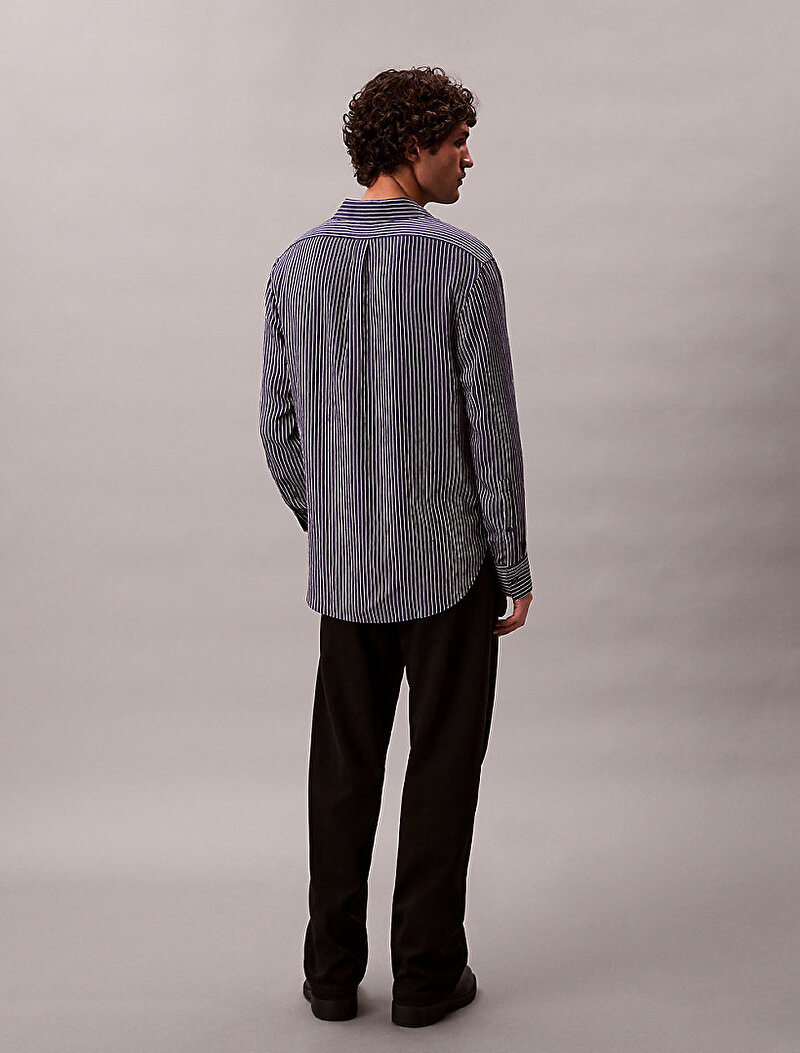 Calvin Klein Lacivert Renkli Erkek Thin Striped Gömlek