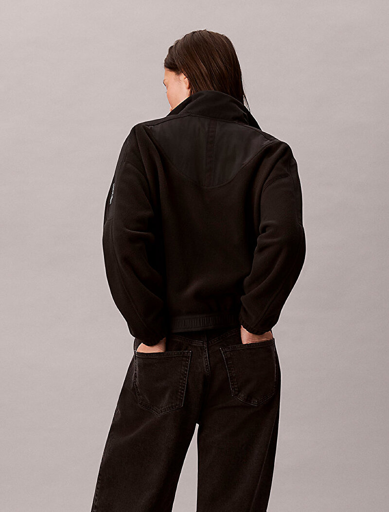 Calvin Klein Siyah Renkli Kadın 1/4 ZIP Mixed Media Sweatshirt