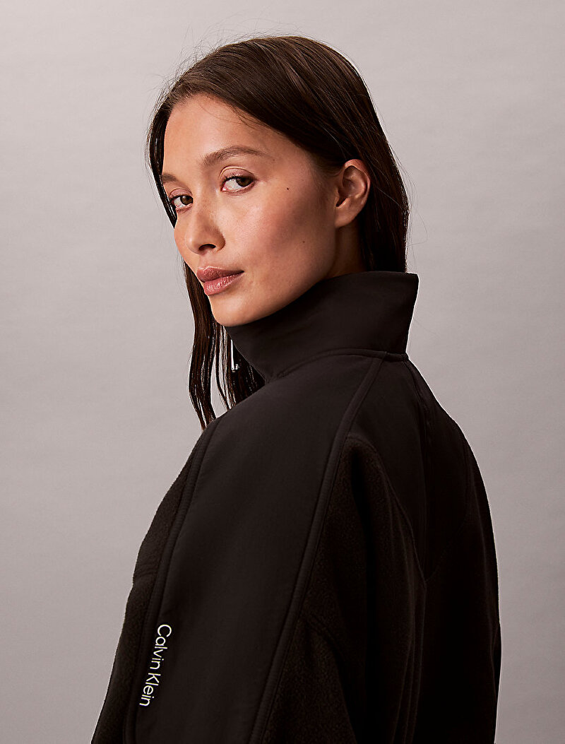 Calvin Klein Siyah Renkli Kadın 1/4 ZIP Mixed Media Sweatshirt