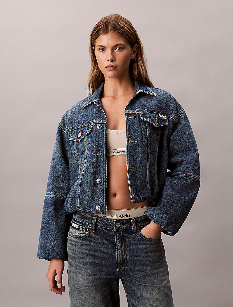 Calvin Klein Mavi Renkli Kadın Bubble Denim Ceket