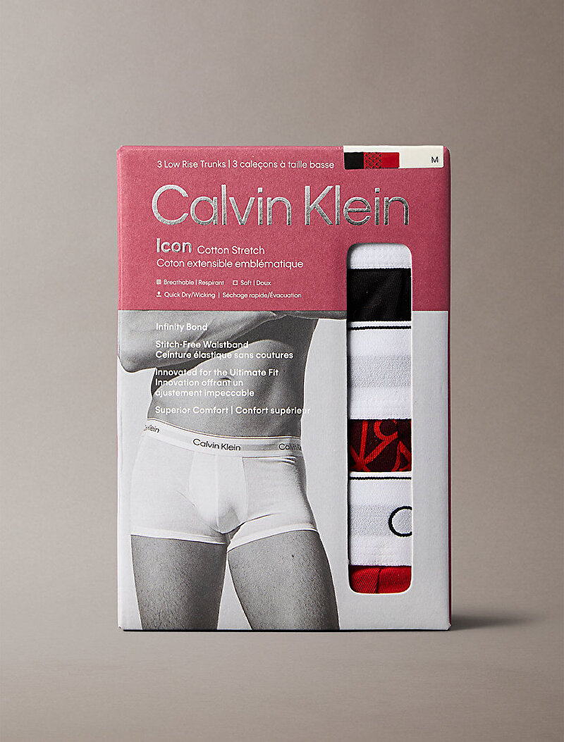 Calvin Klein Çok renkli Renkli Erkek 3'lü Paket Low Rise Trunk Boxer