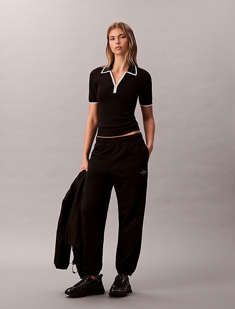 Calvin Klein Siyah Renkli Kadın Monologo Foil French Eşofman Altı