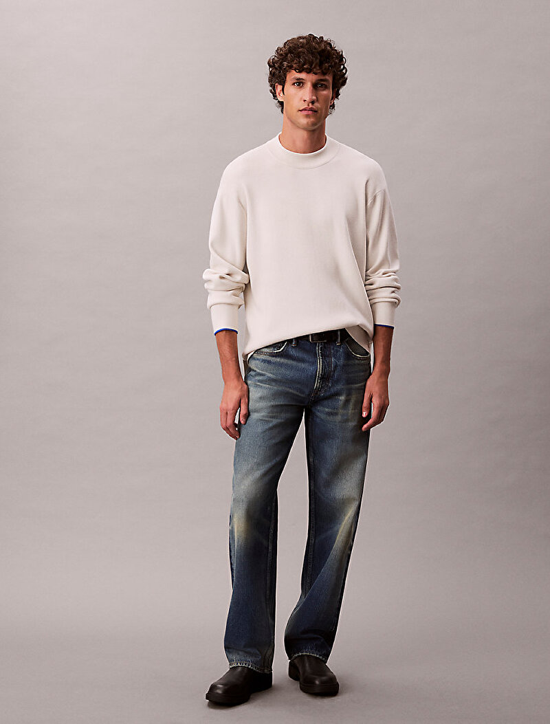 Calvin Klein Beyaz Renkli Erkek Snowy Tech Kazak