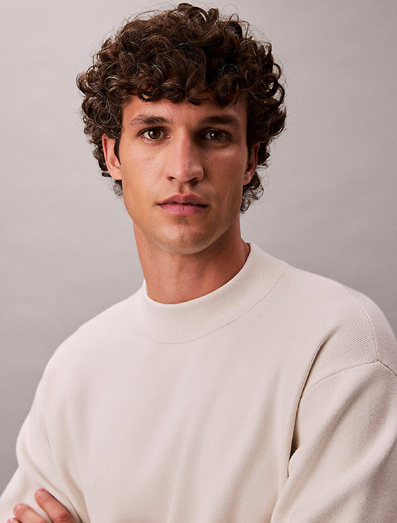 Calvin Klein Beyaz Renkli Erkek Snowy Tech Kazak