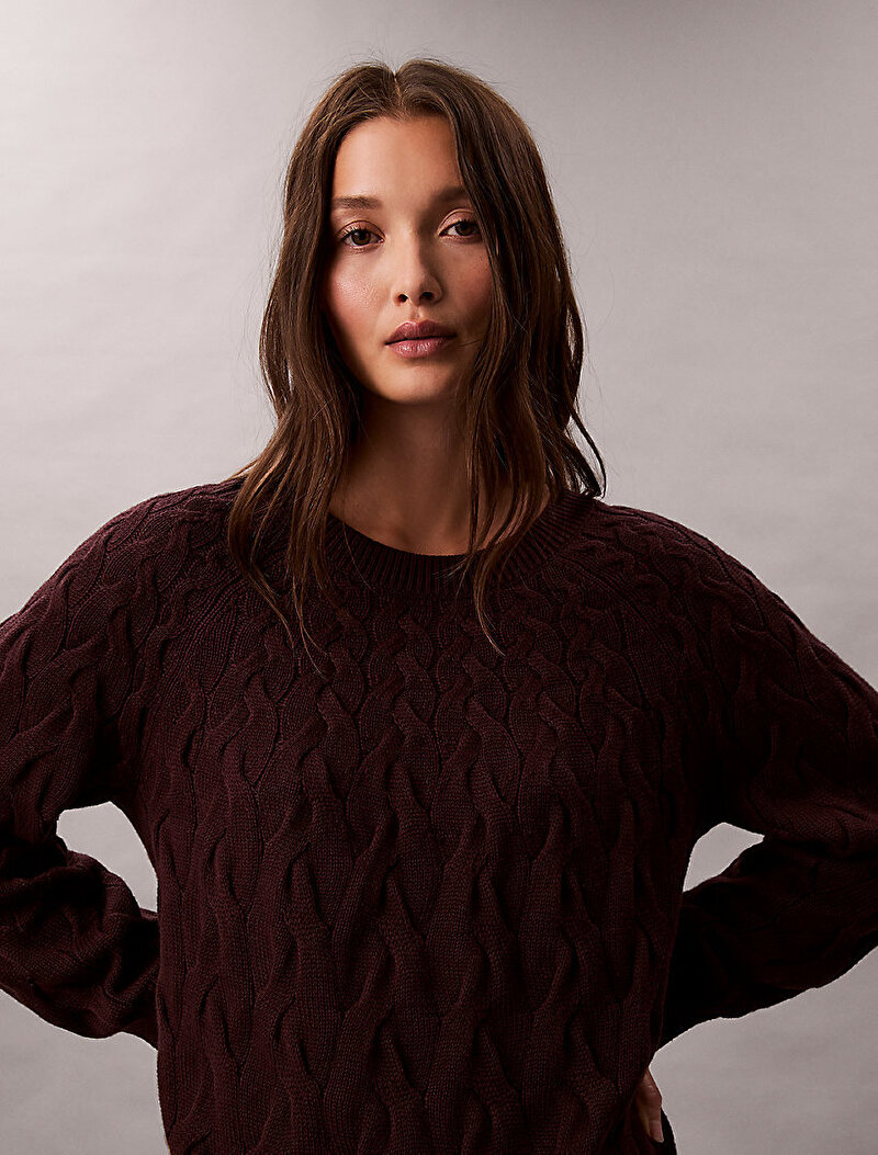 Kadın Cable Crewneck Kazak