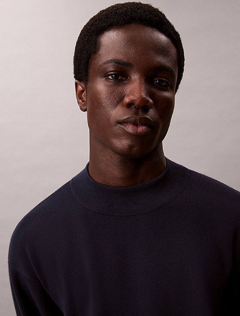 Calvin Klein Lacivert Renkli Erkek Snowy Tech Kazak