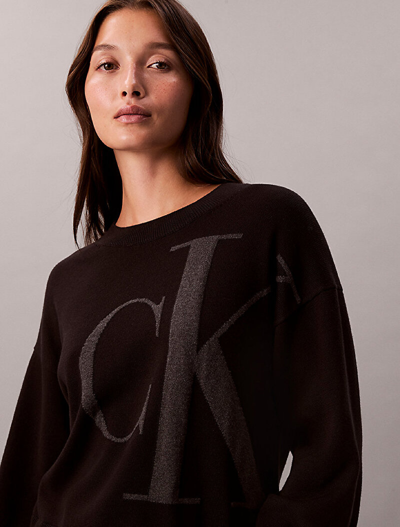 Calvin Klein Siyah Renkli Kadın Long Sleeve Smooth Kazak