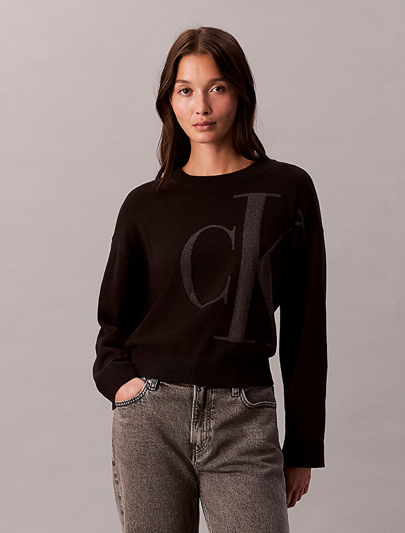 Calvin Klein Siyah Renkli Kadın Long Sleeve Smooth Kazak
