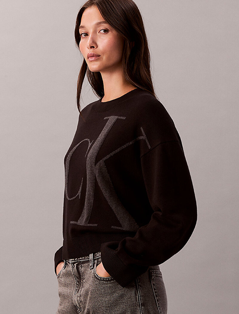 Calvin Klein Siyah Renkli Kadın Long Sleeve Smooth Kazak