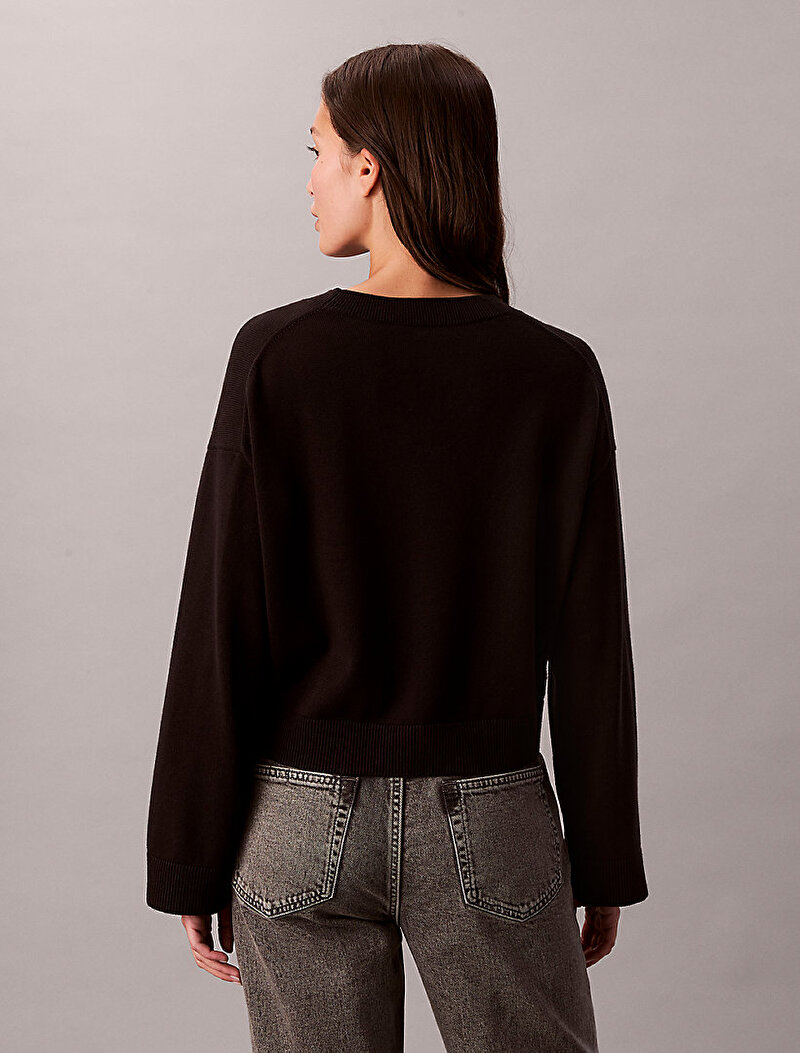 Calvin Klein Siyah Renkli Kadın Long Sleeve Smooth Kazak