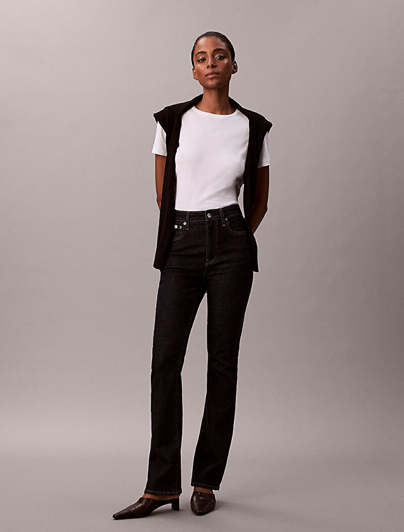 Calvin Klein Beyaz Renkli Kadın Supima Fine Inter T-shirt