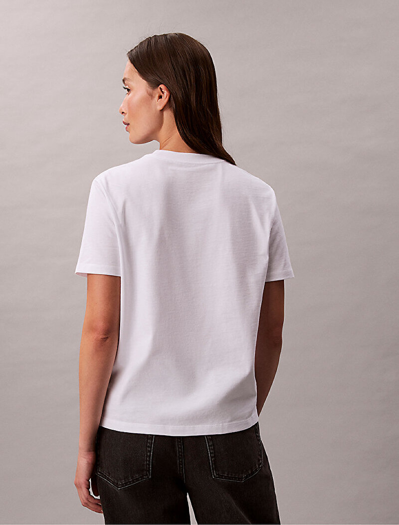 Calvin Klein Beyaz Renkli Kadın Sequin Graphic T-shirt