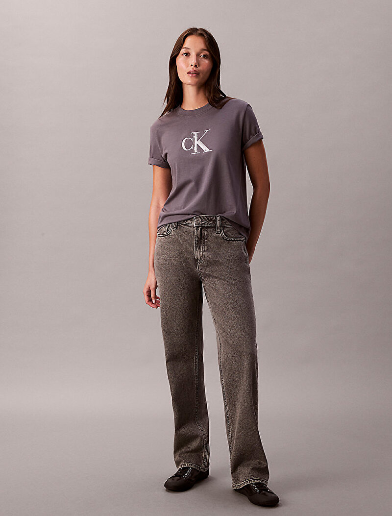 Calvin Klein Gri Renkli Kadın Sequin Graphic T-shirt
