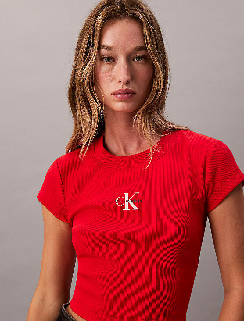 Calvin Klein Kırmızı Renkli Kadın Monogram Baby T-shirt