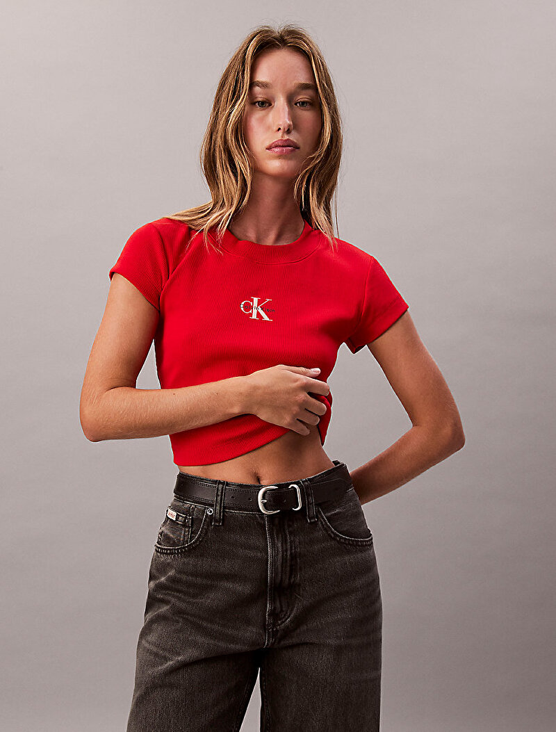 Calvin Klein Kırmızı Renkli Kadın Monogram Baby T-shirt