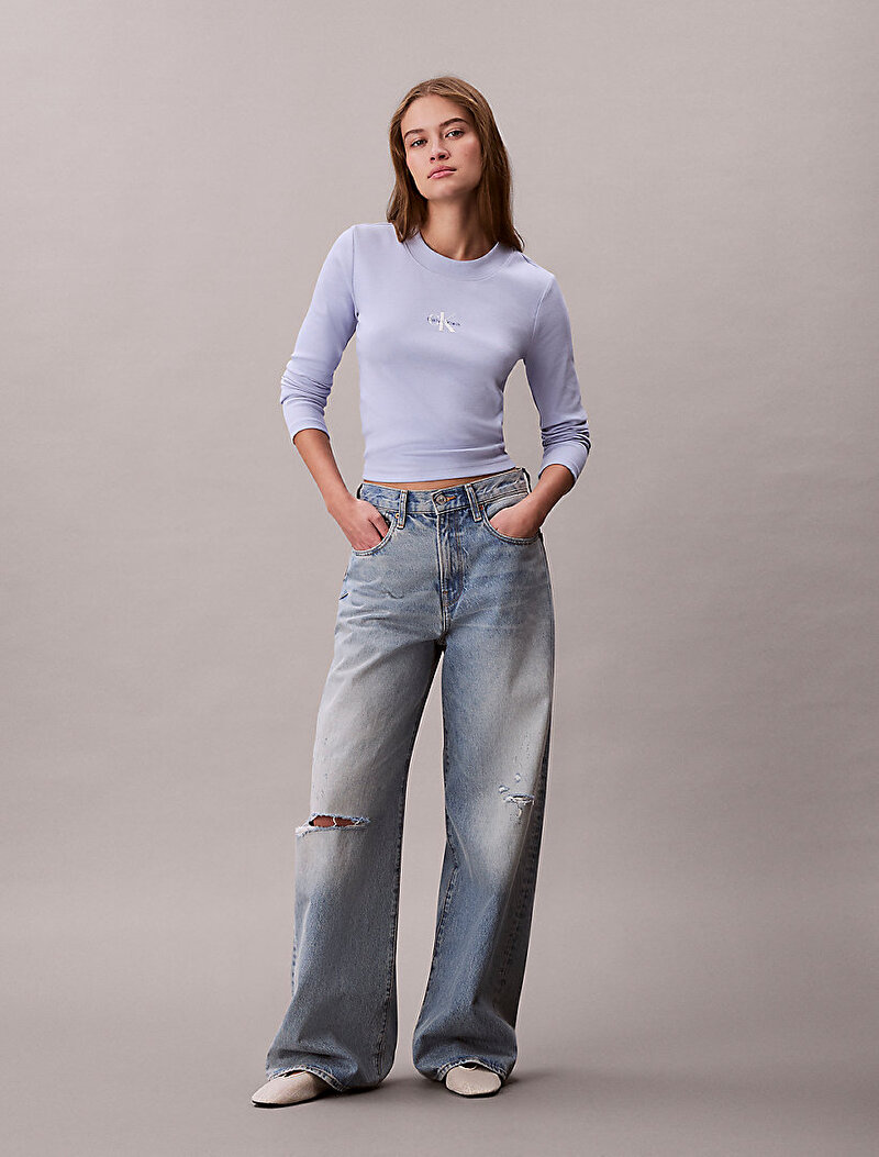 Calvin Klein Mavi Renkli Kadın Monologo Baby T-shirt