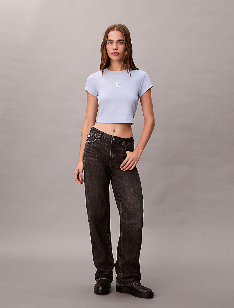 Calvin Klein Mavi Renkli Kadın Monogram Baby T-shirt
