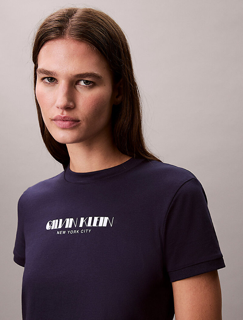 Calvin Klein Mor Renkli Kadın Logo Croppen T-shirt