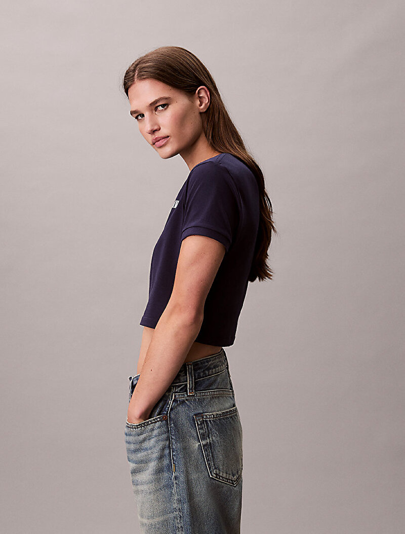 Calvin Klein Mor Renkli Kadın Logo Croppen T-shirt