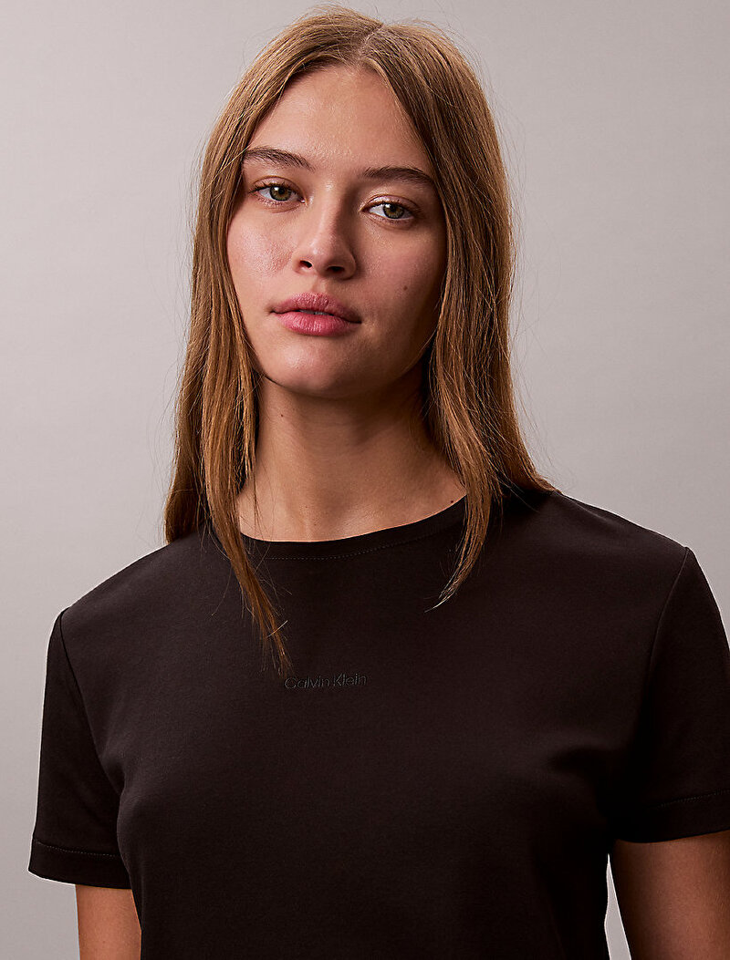 Calvin Klein Siyah Renkli Kadın Supima Fine Inter T-shirt