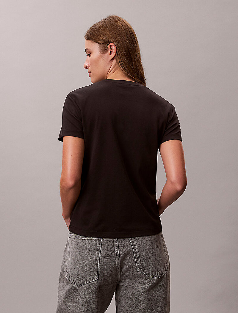 Calvin Klein Siyah Renkli Kadın Supima Fine Inter T-shirt