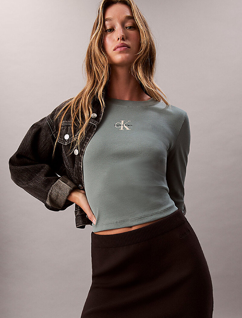 Calvin Klein Yeşil Renkli Kadın Monologo Baby T-shirt