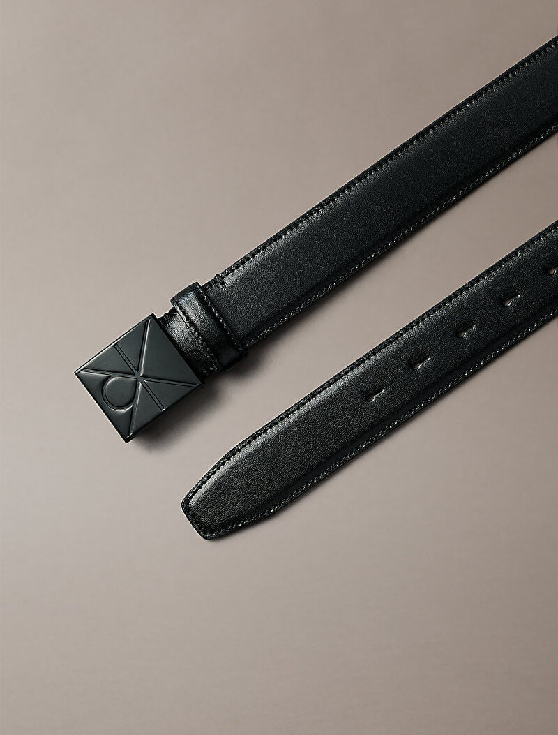 Calvin Klein Siyah Renkli Erkek Emblem Plaque Smooth Kemer