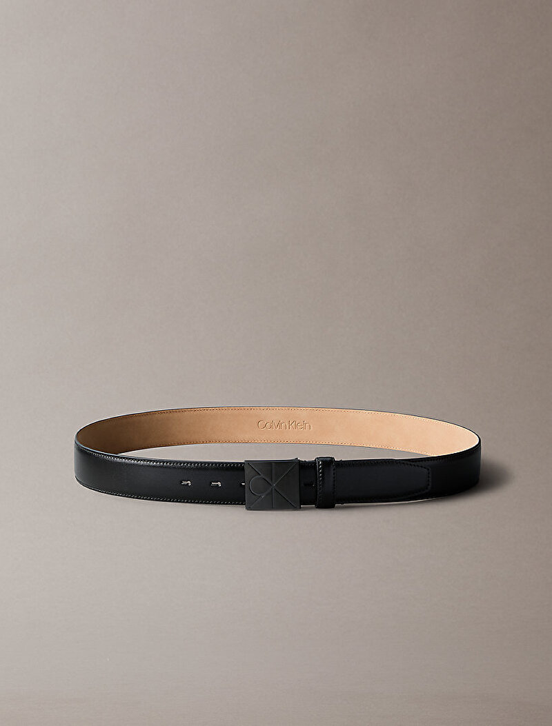 Calvin Klein Siyah Renkli Erkek Emblem Plaque Smooth Kemer