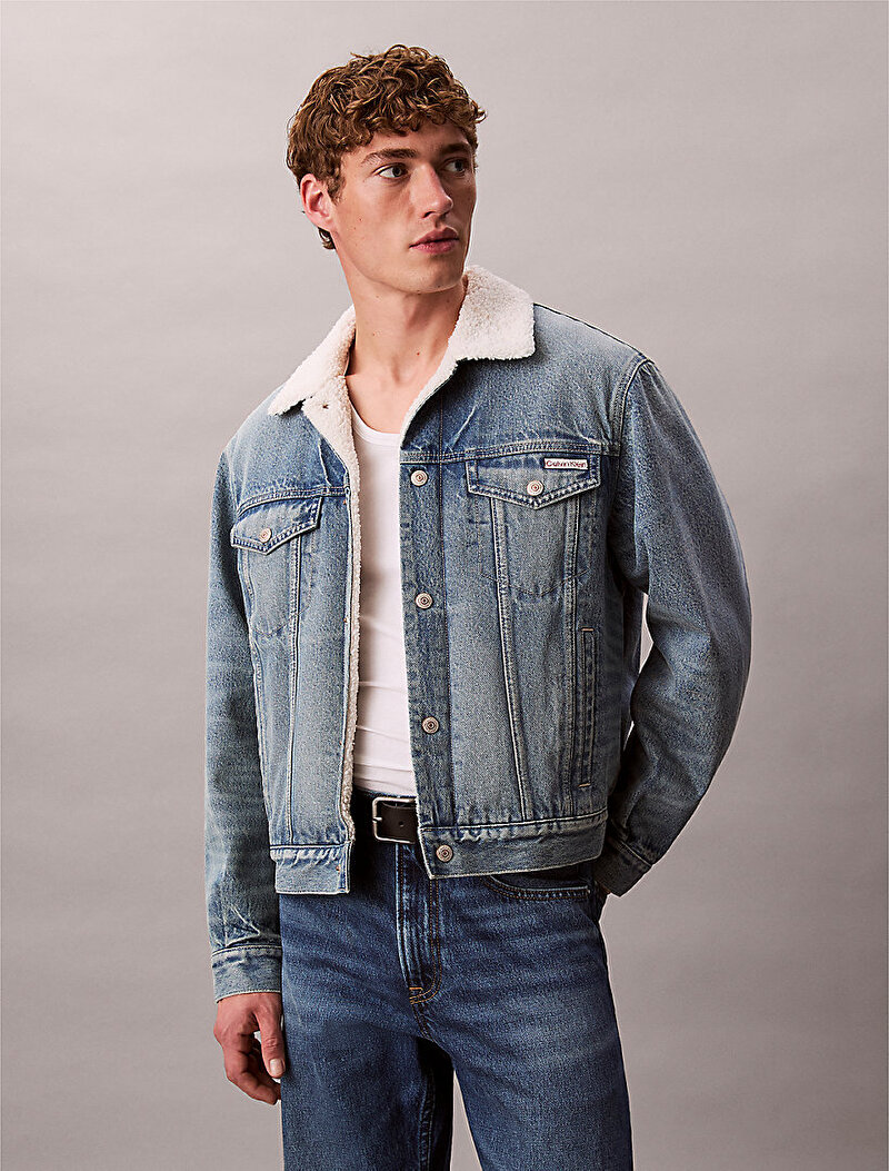 Erkek 90s Sherpa Trucker Denim Ceket