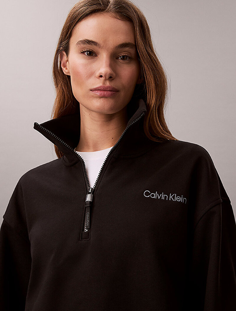 Calvin Klein Siyah Renkli Kadın 1/4 Zip Sweatshirt