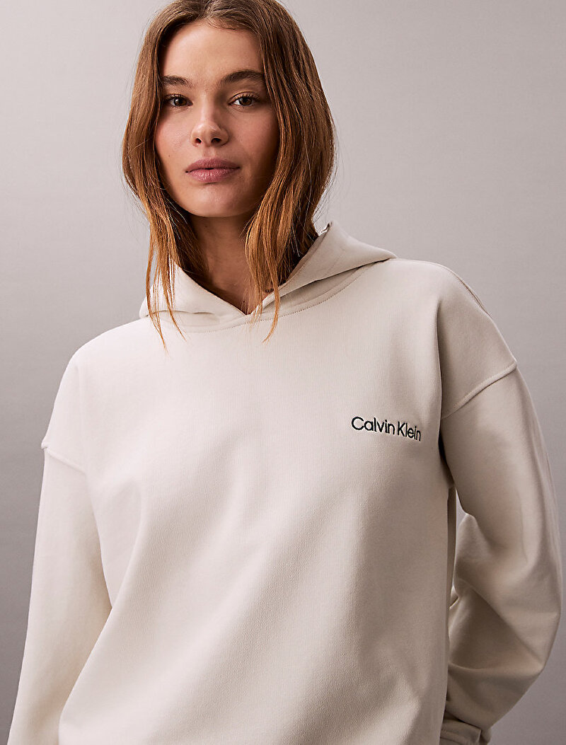 Calvin Klein Beyaz Renkli Kadın Rib Hoodie