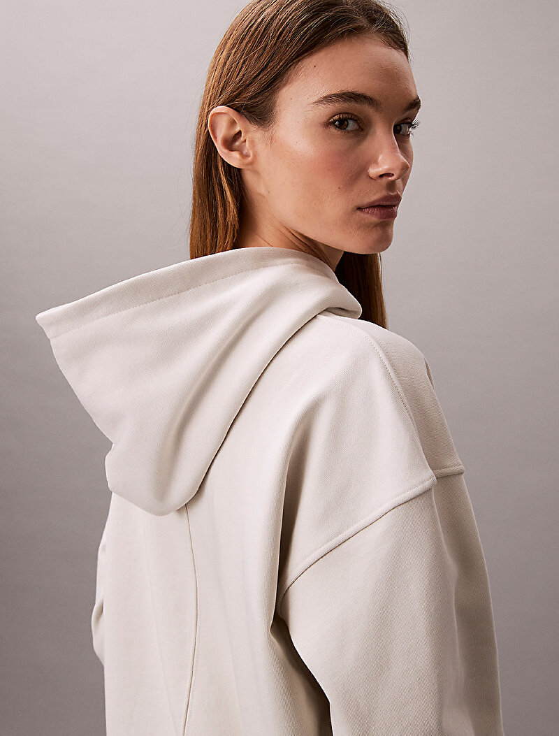 Calvin Klein Beyaz Renkli Kadın Rib Hoodie