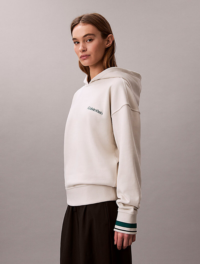 Calvin Klein Beyaz Renkli Kadın Rib Hoodie
