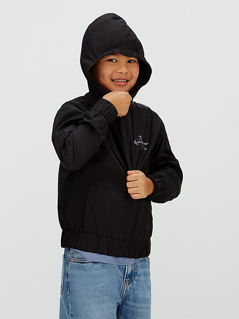 Calvin Klein Siyah Renkli Erkek Çocuk Monologo Essential Rüzgarlık Ceket