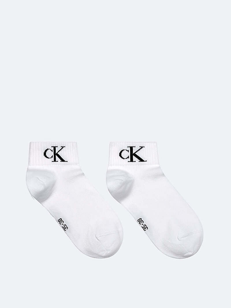 Calvin Klein Beyaz Renkli Kadın CKJ Quarter 2'li Paket Çorap