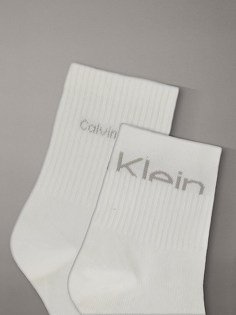 Calvin Klein Beyaz Renkli Kadın CK Kısa Çorap