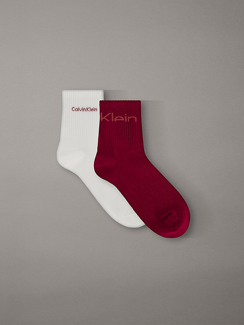 Calvin Klein Kırmızı Renkli Kadın CK Kısa Çorap