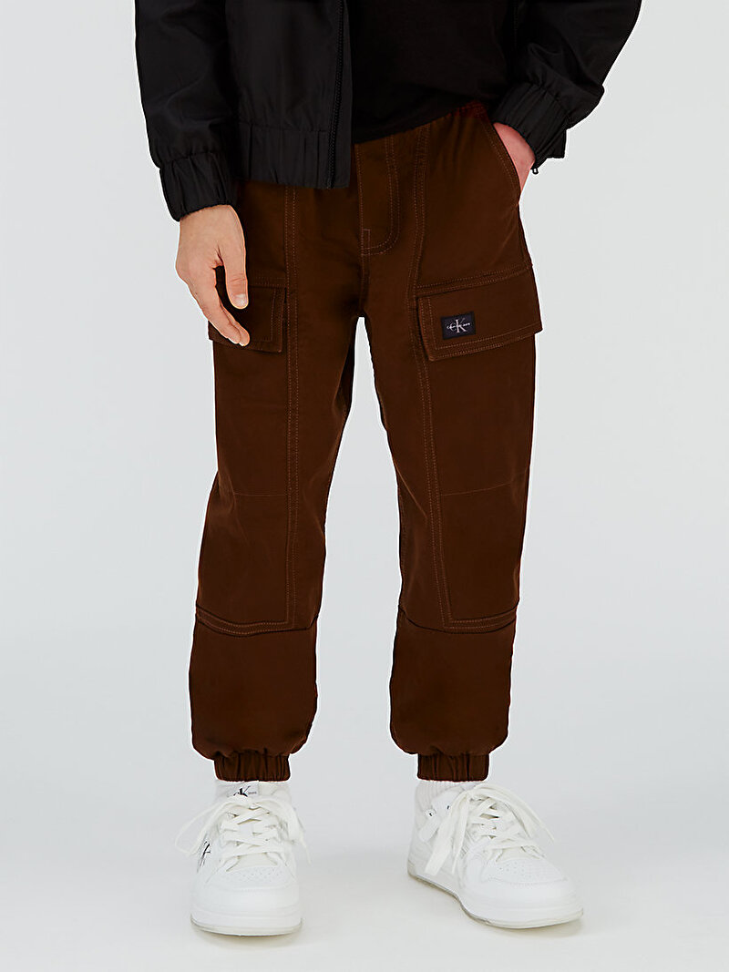 Calvin Klein Kahverengi Renkli Erkek Çocuk Sateen Cargo Pantolon