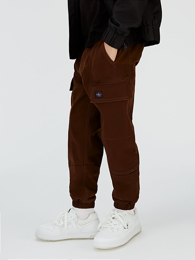 Calvin Klein Kahverengi Renkli Erkek Çocuk Sateen Cargo Pantolon