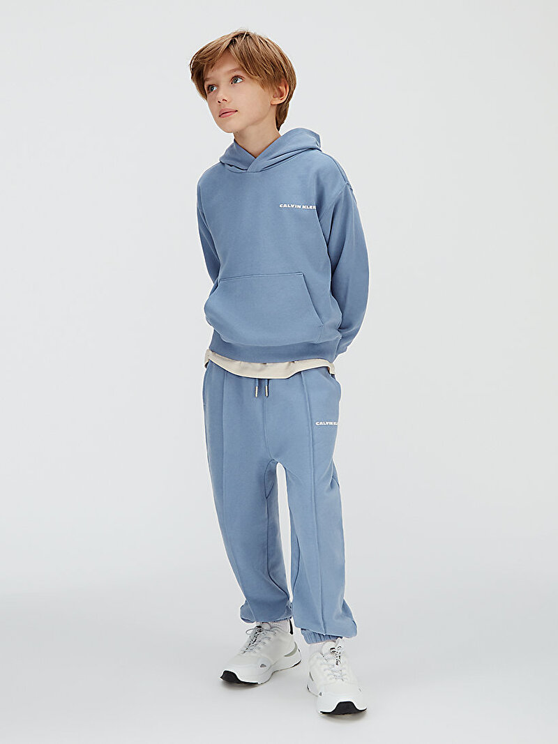 Calvin Klein Mavi Renkli Erkek Çocuk Relaxed Pitnuck Eşofman Altı