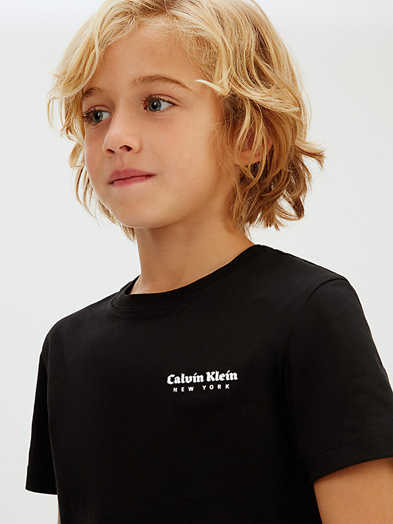 Calvin Klein Siyah Renkli Erkek Çocuk Minimal Logo T-shirt