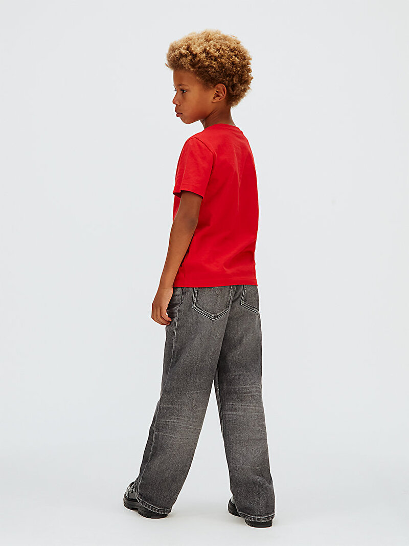 Calvin Klein Kırmızı Renkli Erkek Çocuk Minimal Logo T-shirt