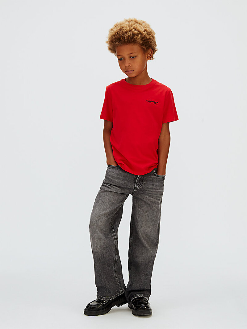 Calvin Klein Kırmızı Renkli Erkek Çocuk Minimal Logo T-shirt