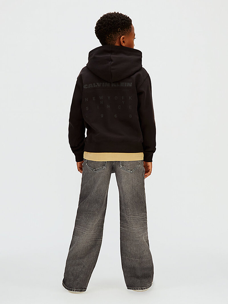 Calvin Klein Siyah Renkli Erkek Çocuk Relaxed Back Hoodie