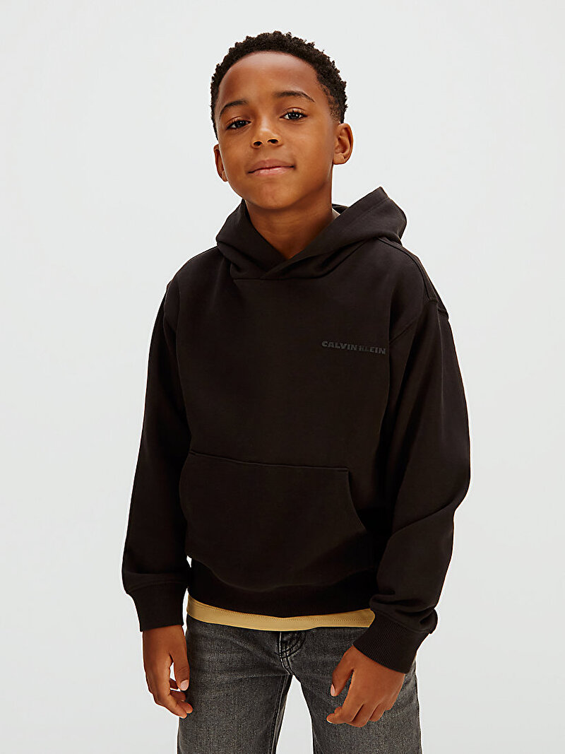 Calvin Klein Siyah Renkli Erkek Çocuk Relaxed Back Hoodie
