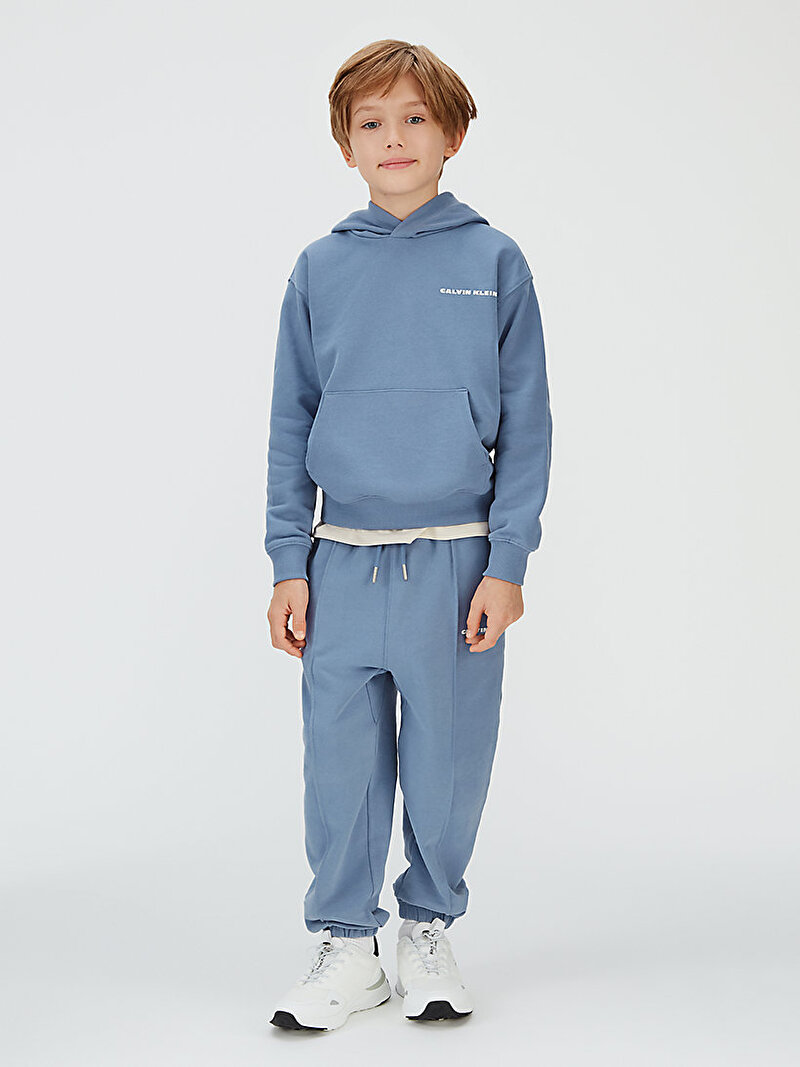 Calvin Klein Mavi Renkli Erkek Çocuk Relaxed Back Hoodie