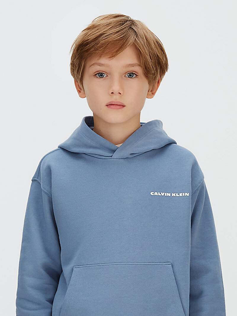 Calvin Klein Mavi Renkli Erkek Çocuk Relaxed Back Hoodie