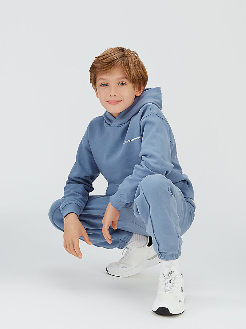 Calvin Klein Mavi Renkli Erkek Çocuk Relaxed Back Hoodie
