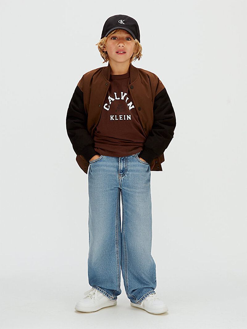 Calvin Klein Kahverengi Renkli Erkek Çocuk Varsity Graphic T-shirt